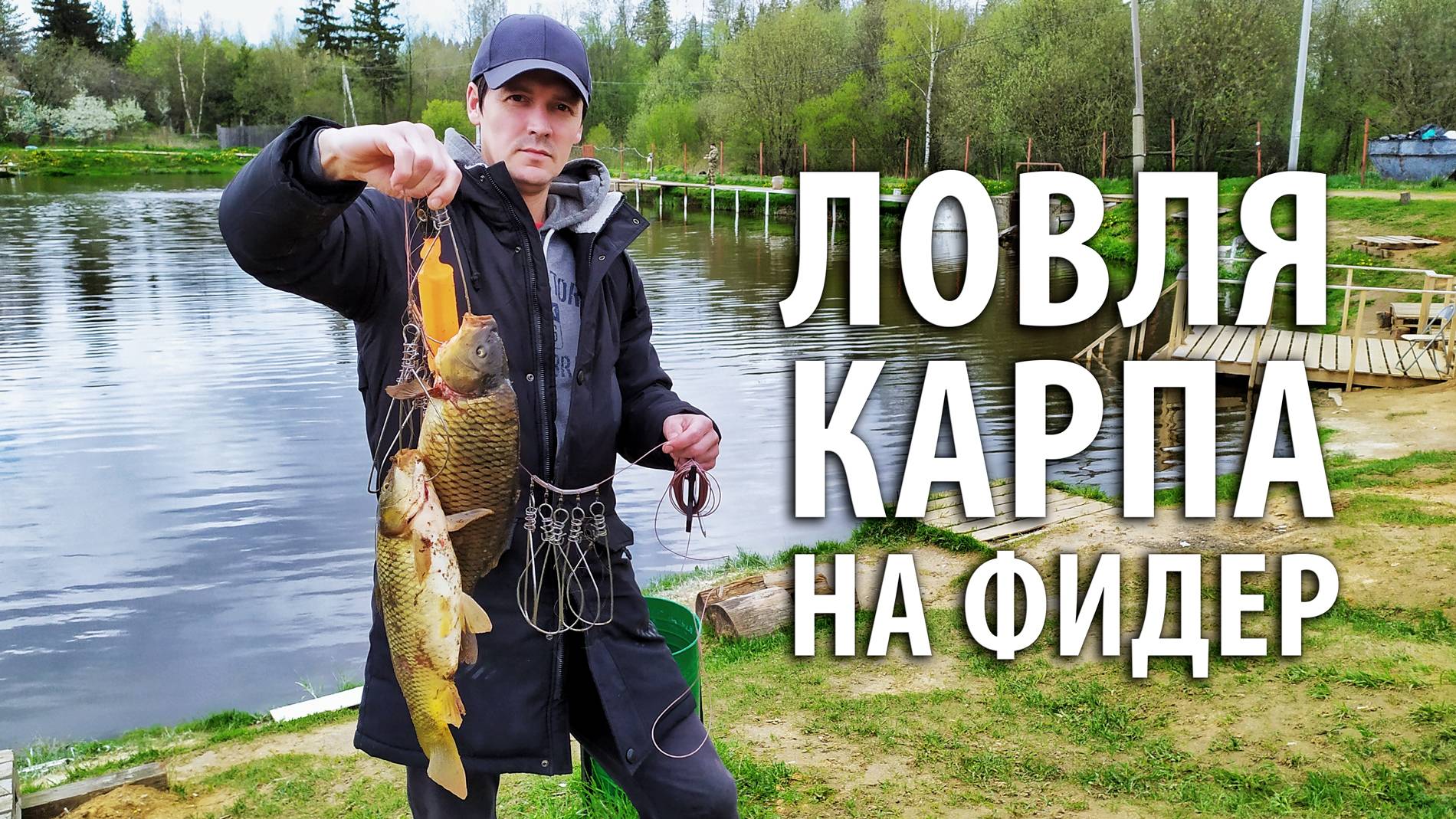 Ловля карпа на фидер. Рыбалка на платном пруду в Подмосковье. смотреть онлайн