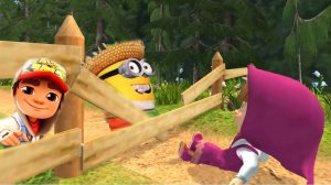 Кто КРУЧЕ? Маша из Мультика Маша и Медведь против Миньона и JAKE из игры SUBWAY SURFERS