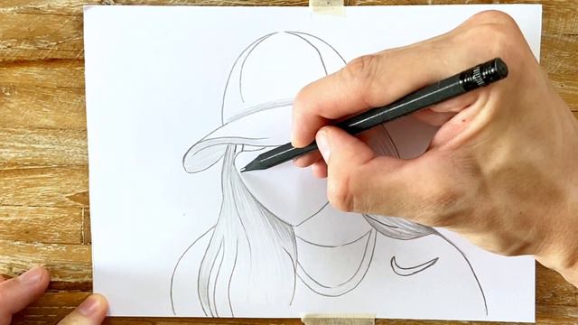 Girl with mask drawing / How to draw a girl wearing a hat смотреть онлайн