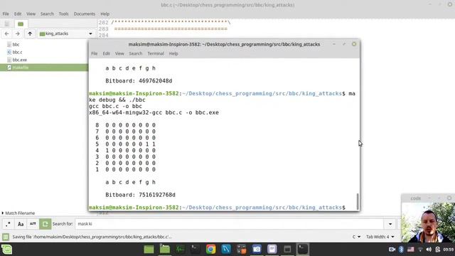 5-Bitboard CHESS ENGINE in C generating pre-calculated KING ATTACK tables смотреть онлайн