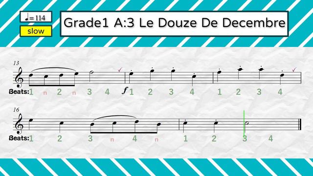 Le Douze De Decembre score with Accomp&Metronme From 2022 Abrsm Flute exam Grade1 A:3 #flutestudies смотреть онлайн