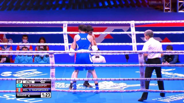 Quarterfinals (67kg) ZHUSSUPOV Ablaikhan (KAZ) Vs  BAATARSUKH Chinzorig (MGL) | AIBA WCHs 2021