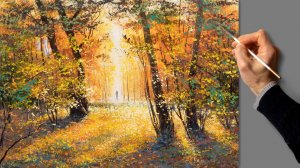 👍 Осенний пейзаж. Живопись акрил. Урок рисования. Искусство / Acrylic Painting - Autumn Morning