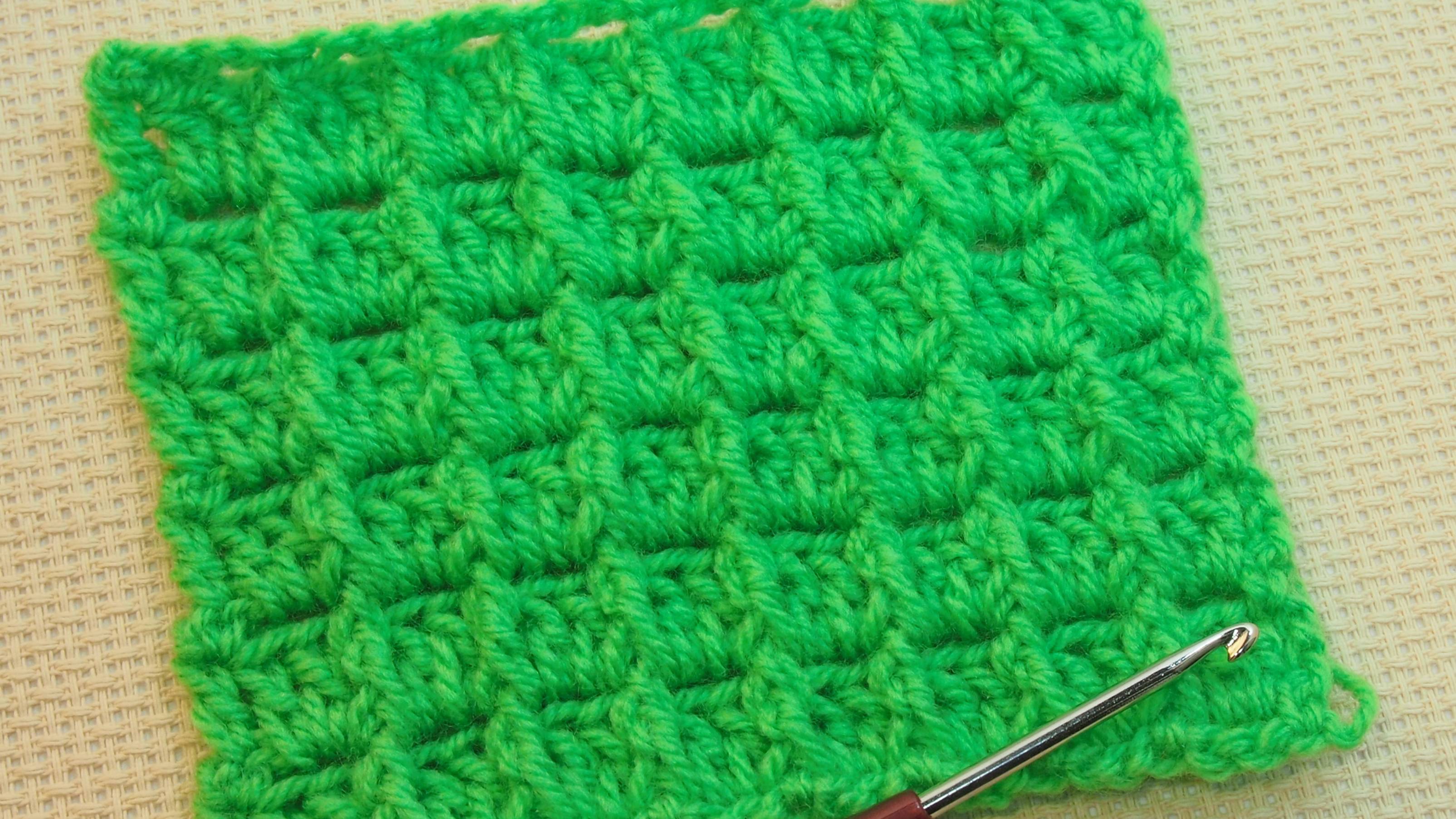 Вафельный узор крючком. Вязание крючком для начинающих ПРОСТЫЕ УЗОРЫ Урок 37 смотреть онлайн