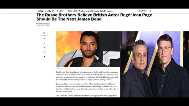 The Russo Brothers Supports Race Swapping James Bond, Wants Regé-Jean Page as Black James Bond смотреть онлайн