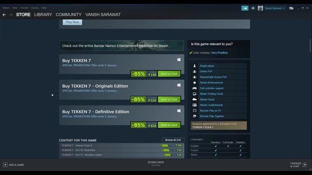 TEKKEN 7 | STEAM WINTER SALE | BEST DEAL | FREE GAMES ON STEAM | SARAWAT HERE