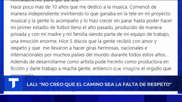 LA CONTUNDENTE RESPUESTA DE LALI ESPÓSITO A JAVIER MILEI: “Lo Invito A Cualquiera De Mis Conciertos