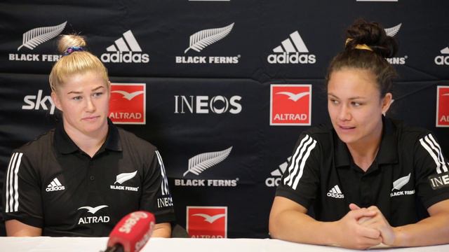 Black Ferns' Ruby Tui & Kendra Reynolds Face The Media (Tauranga)