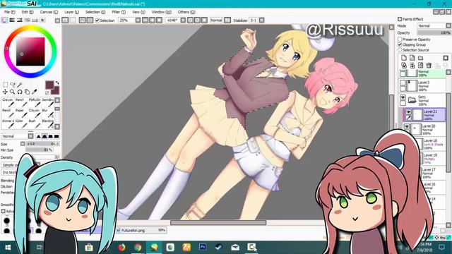 SpeedPaint : Rin and Natsuki 『VocaloidxDDLC』 смотреть онлайн