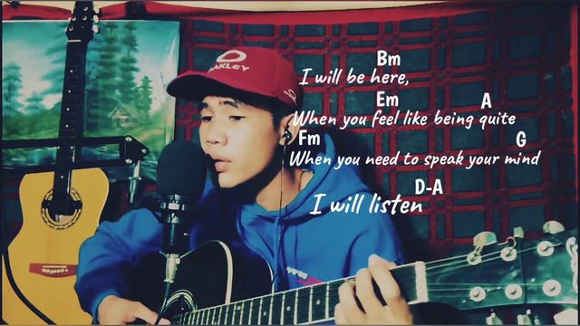 I will be here | Song cover with guitar chords and lyrics смотреть онлайн