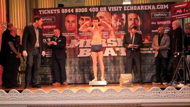 ROBBIE DAVIES JNR V MARK McKRAY - OFFICIAL WEIGH IN FROM LIVERPOOL - MERSEY BEAT