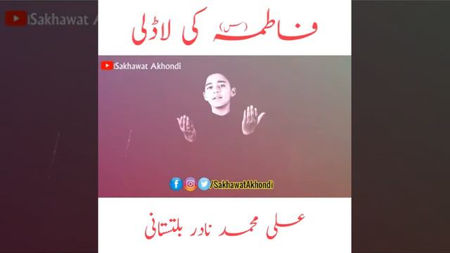 Fatima Ki Laadli ||Ali Muhammad Nadir Baltistani || New Noha 2020 смотреть онлайн