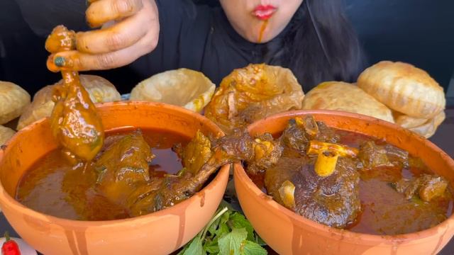 ASMR EATING PURI,MUTTON CURRY,CHICKEN CURRY *SPICY FOOD VIDEOS смотреть онлайн