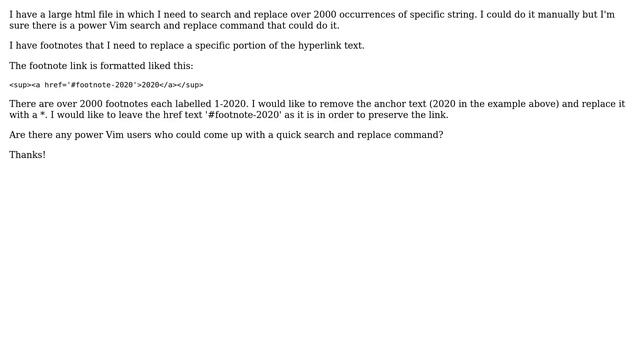 Need Help Formulating A Vim Search & Replace