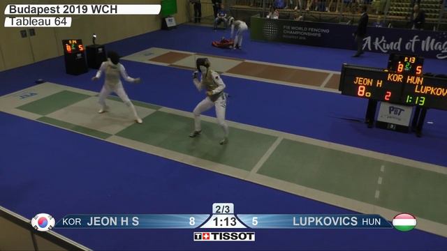 2019 243 T64 28 F F Individual Budapest HUN WCH 3 LUPKOVICS HUN Vs JEON KOR