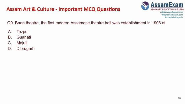 Assam Direct Recruitment 2022 Grade III Exam: Assam Art & Culture 20 Important MCQ Questions смотреть онлайн