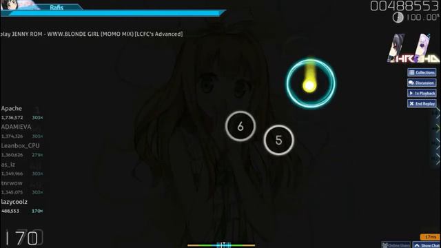 Osu! Gameplay - JENNY ROM - WWW.BLONDE GIRL (MOMO MIX) [LCFC's Advanced] HR HD 100% смотреть онлайн