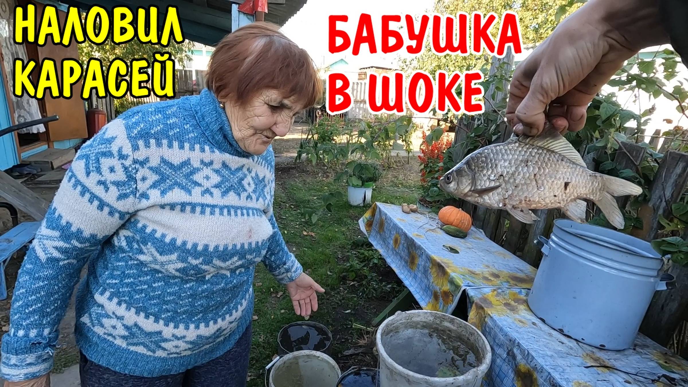 НАЛОВИЛ КАРАСЕЙ В ДЕРЕВНЕ / БАБУШКА С АНГЕЛИНОЙ ПРИГОТОВИЛИ УЖИН / ПОЖАРИЛИ РЫБУ / РЫБАЛКА / ВЛОГ смотреть онлайн