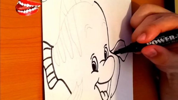DRAWING TUTORIAL-FULL: How to Draw FLOUNDER from The Little Mermaid Step by Step Easy