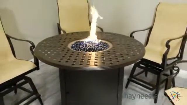 Woodard 48-in. Round Counter-Height Fire Pit Table - Chestnut Brown - Product Review Video