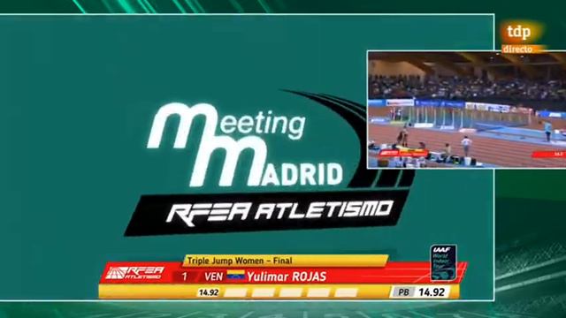 Yulimar Rojas massive 14.92m WL in Madrid The best indoor jump in the world since 2010 смотреть онлайн