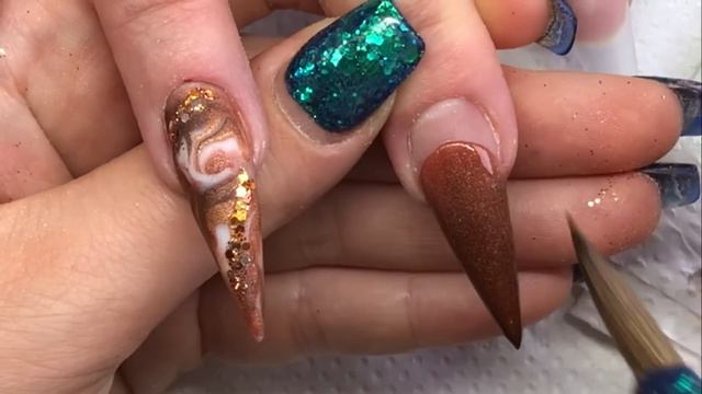 Acrylic nails - full autumnal set inc. NEW Tracy Lou stiletto tips смотреть онлайн