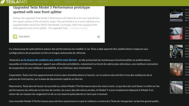 La Nouvelle Tesla Model 3 Performance Fait Encore Parler D'elle