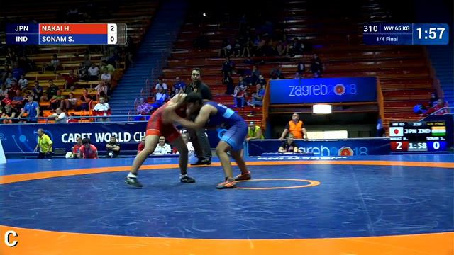 1/4 WW - 65 kg: H. NAKAI (JPN) v. S. SONAM (IND) смотреть онлайн
