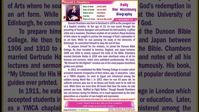 Oswald J Chambers _Daily One Missionary Biography (English)
