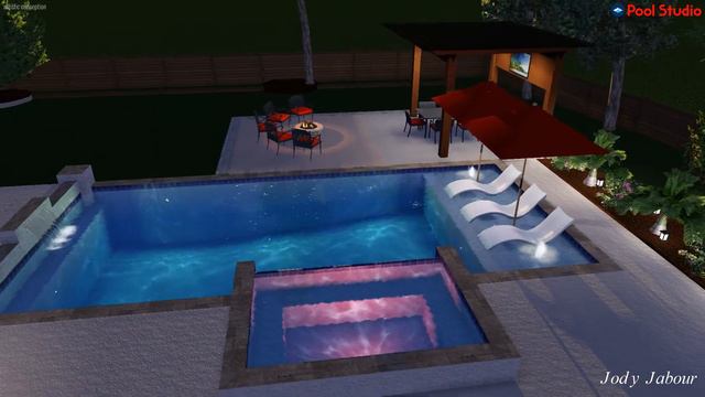 Jon and Leah's Pool raised water feature wall. смотреть онлайн