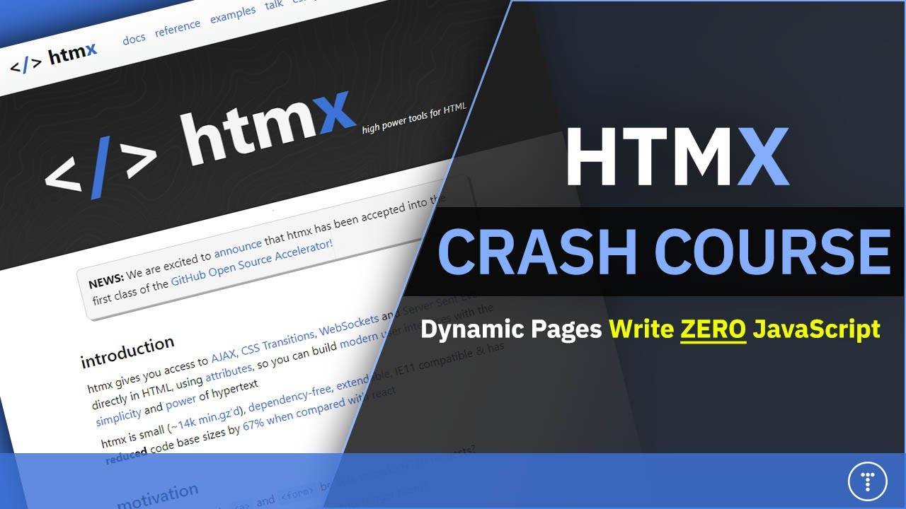HTMX Crash Course | Dynamic Pages Without Writing Any JavaScript смотреть онлайн