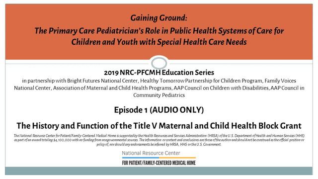 Ep1: The History and Function of the MCH Title V Block Grant смотреть онлайн