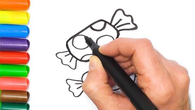 Научимся рисовать. Рисуем конфеты. Раскраски своими руками. смотреть онлайн