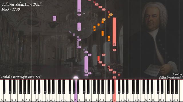JS Bach - Prelude and Fugue 5 in D Major BWV 874 WTC II | Piano Synthesia смотреть онлайн