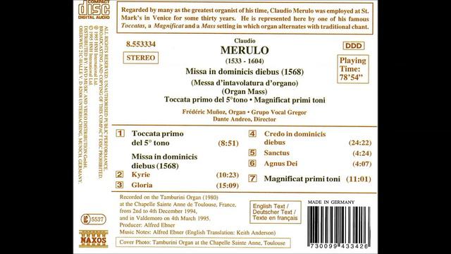 Claudio Merulo, Missa in dominicis diebus (1568 ) смотреть онлайн