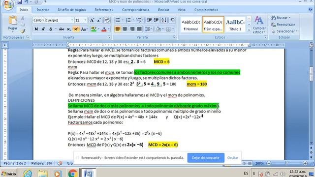 MCD Y Mcm De Polinomios