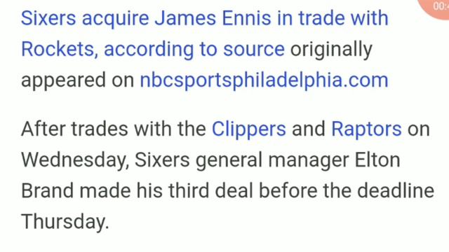 Sixers acquire James Ennis in trade with Rockets смотреть онлайн