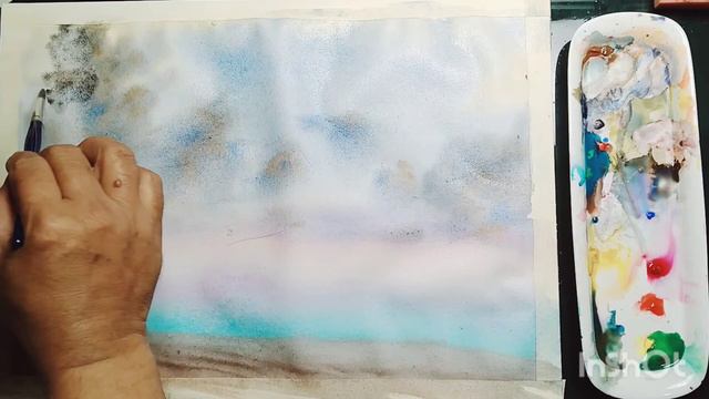 How to paint Watercolor Beach tutorial / Easy Watercolor Ideas / Real time video смотреть онлайн