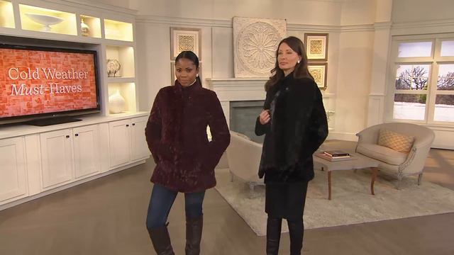 Dennis Basso Brocade Faux Fur Coat with Stand Collar with Gabrielle Kerr смотреть онлайн