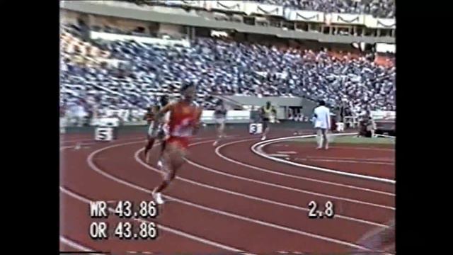 1988 Olympics Men's 400m Semifinal 2, Seoul, South Korea смотреть онлайн