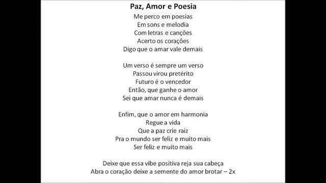 PAZ, AMOR E POESIA