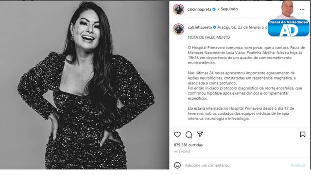 MORRE PAULINHA ABELHA VOCALISTA DA BANDA CALCINHA PRETA AOS 43 ANOS смотреть онлайн