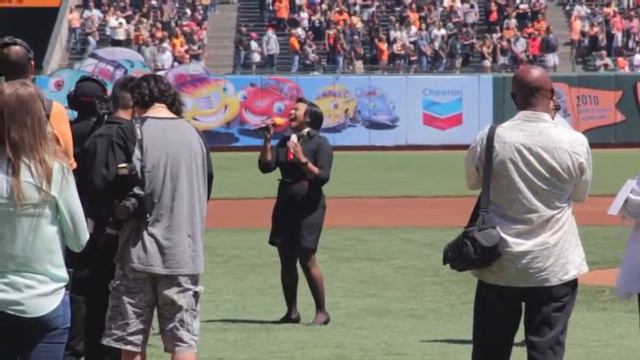 LeiLani Sings The National Anthem At AT&T Park