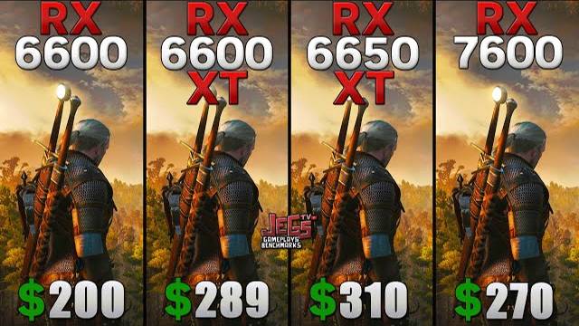 сравнение RX6600  Vs RX6600XT Vs RX6650XT Vs RX7600