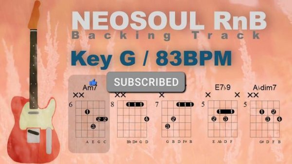 NeoSoul RnB Guitar Backing Track Jam in G 83bpm