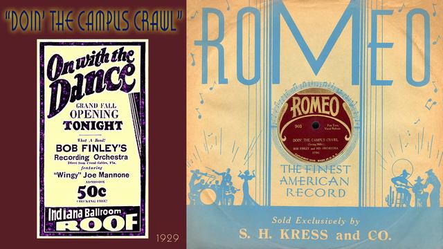 1929, Doin' The Campus Crawl, Bob Finley Orch. Irving Mills Vocal, HD 78rpm