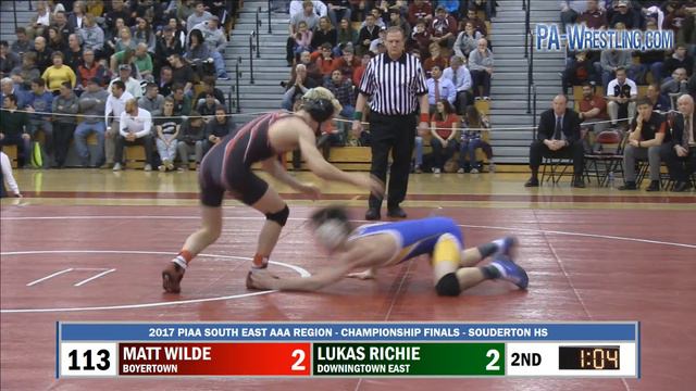 2017-03-04 113 Lbs Matt Wilde (Boyertown) Vs Lukas Richie (Downingtown East)