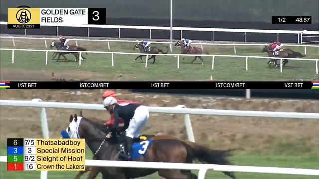 Golden Gate Fields Carrera 3 - 8 de Agosto 2021 смотреть онлайн