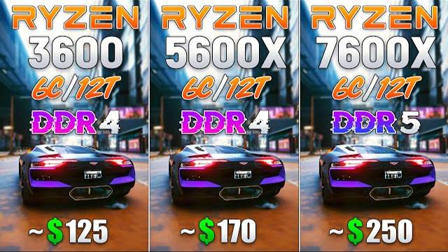 Ryzen 5 3600 vs Ryzen 5 5600X vs Ryzen 5 7600X - Test in 8 Games смотреть онлайн