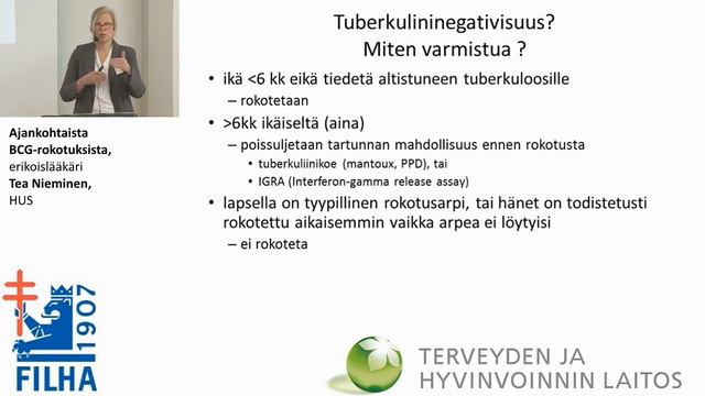 Ajankohtaista BCG-rokotuksista, erikoislääkäri Tea Nieminen, HUS смотреть онлайн